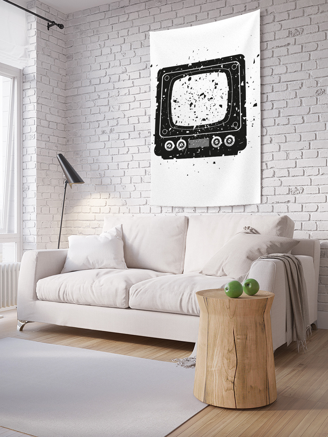 фото Вертикальное фотопанно на стену joyarty "ретро телевизор гранж", 100x150 см