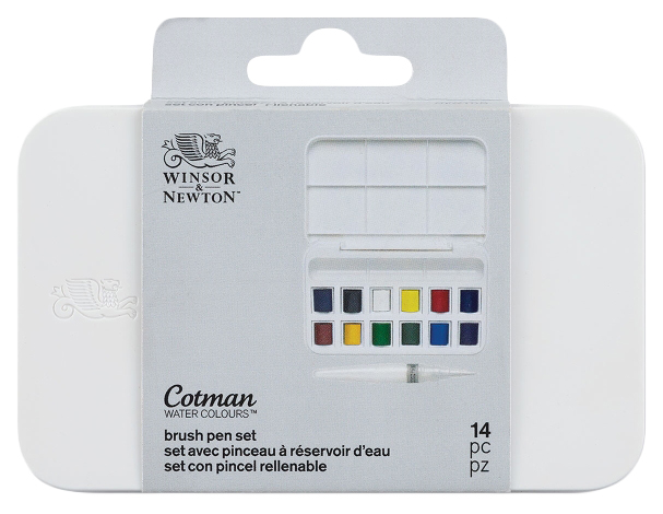 фото Набор акварельных красок winsor&newton w&n-0390658 cotman 12 цветов + кисть