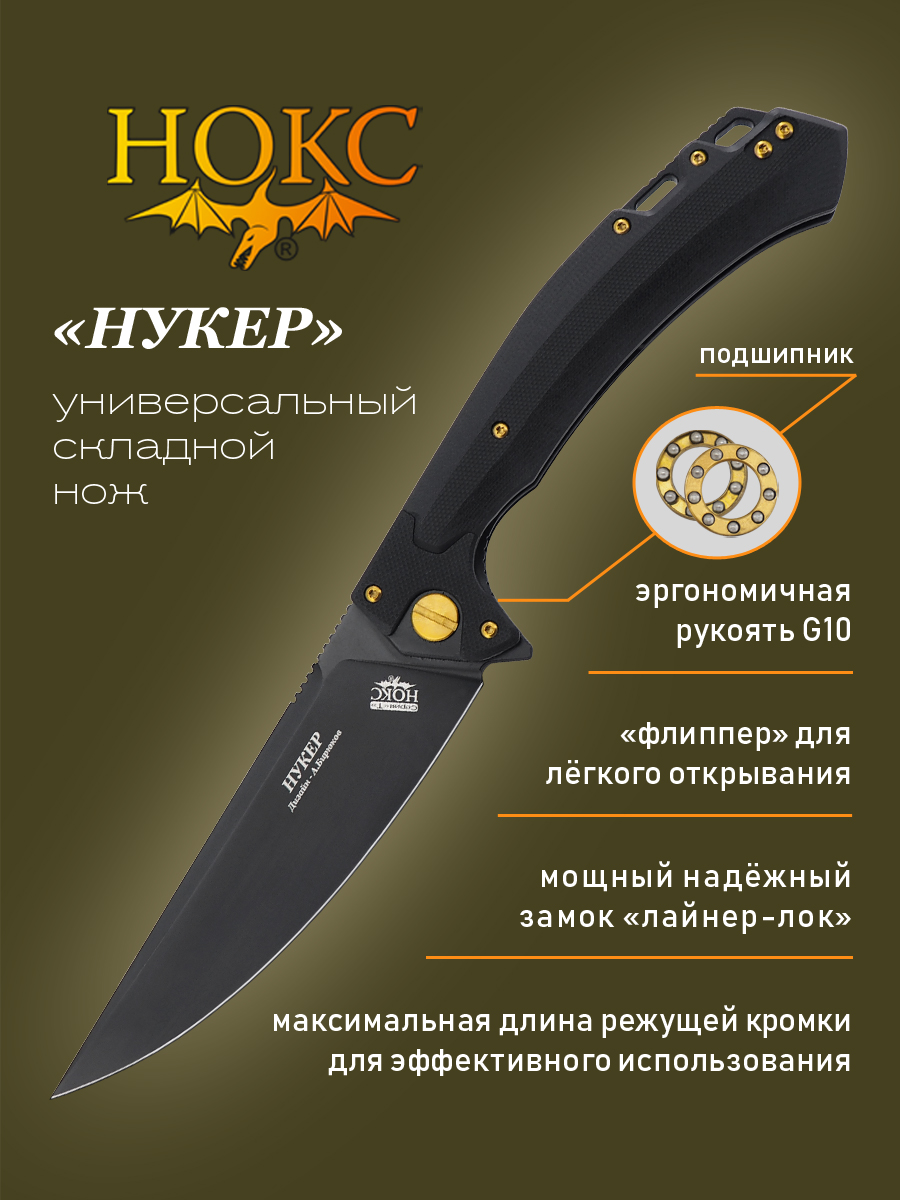 Нож складной НОКС Нукер 347-780406, складной тактик, сталь AUS8