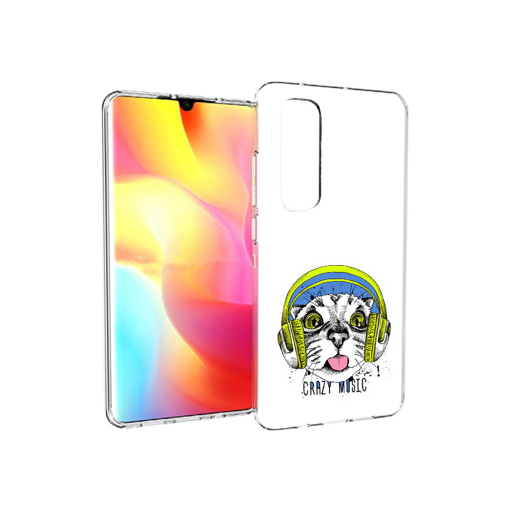 

Чехол MyPads Tocco для Xiaomi Mi Note 10 Lite кошка в наушниках рисунок (PT149714.254.403), Прозрачный, Tocco
