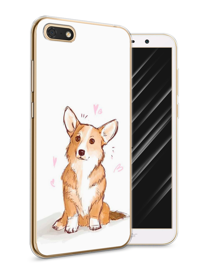 

Чехол Awog на Huawei Y5 2018 "Корги любовь", Бежевый;белый, 65950-1