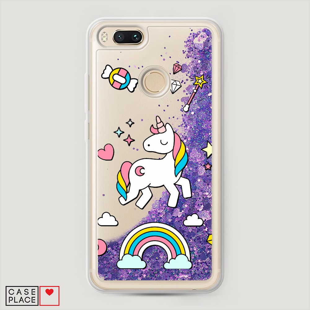 

Жидкий чехол с блестками "Принцесса единорог" на Xiaomi Mi A1, 32692-1