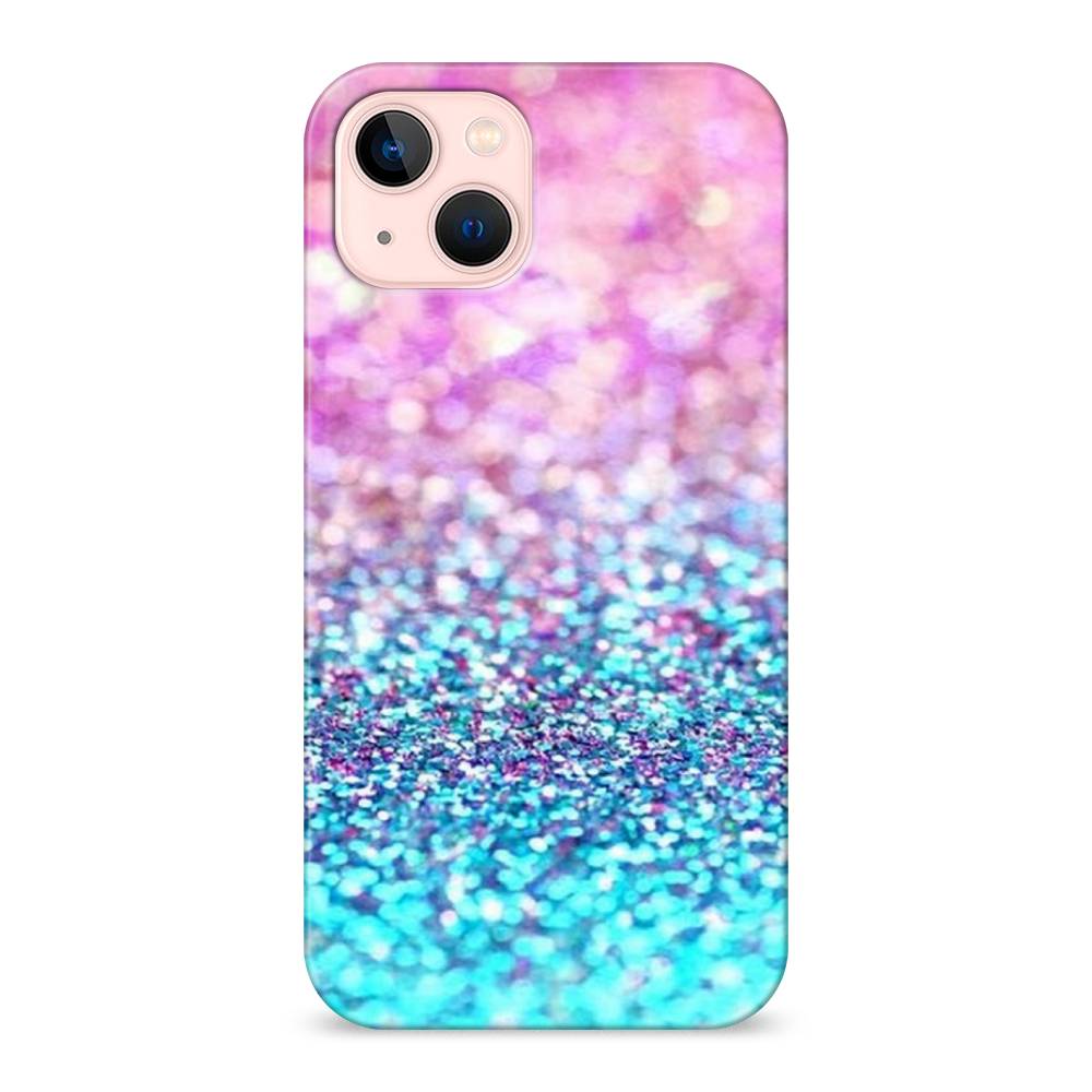 

Пластиковый чехол "Розово-голубые глиттеры рисунок" на Apple iPhone 13, 14220-2