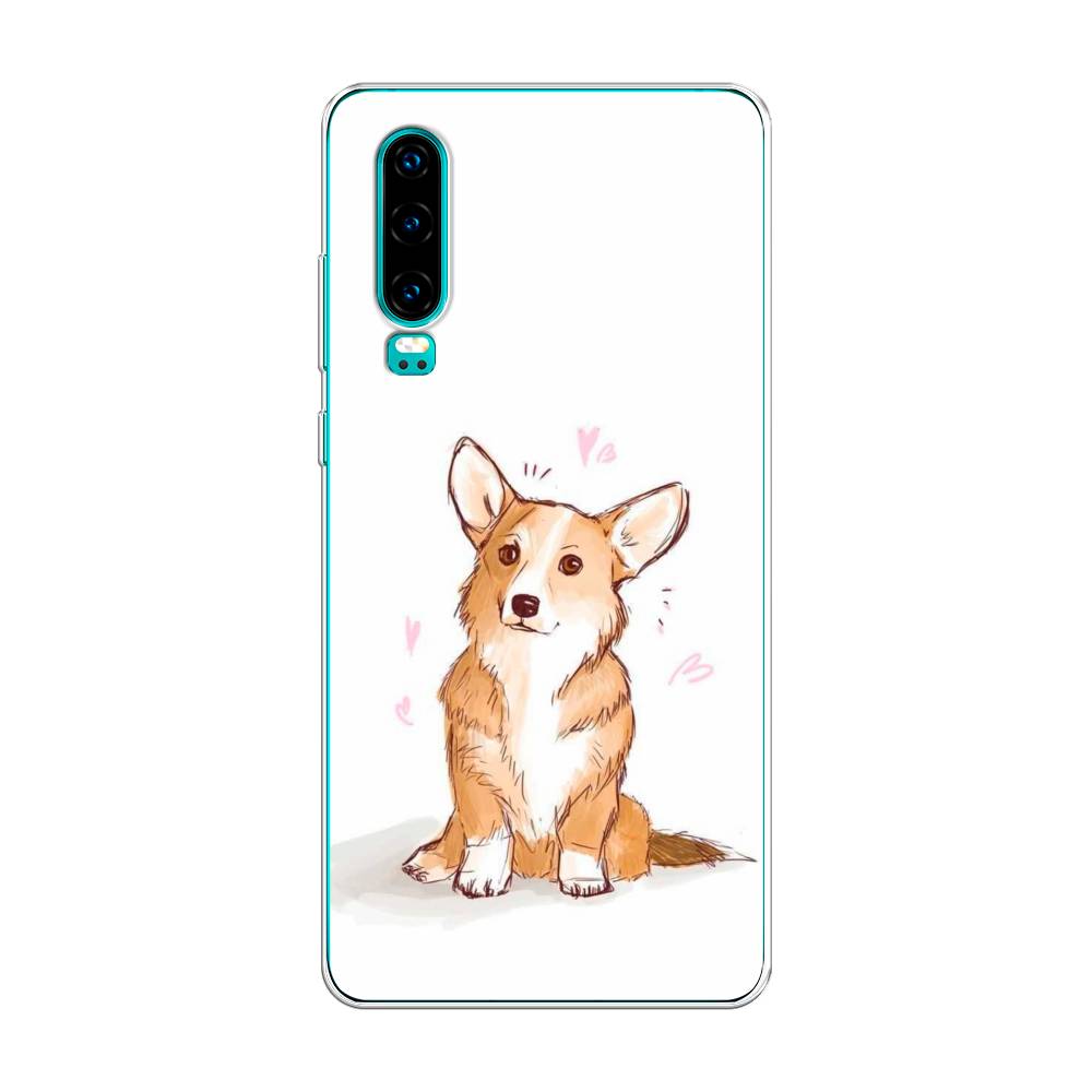 

Чехол Awog на Huawei P30 "Корги любовь", Бежевый;белый, 68550-1