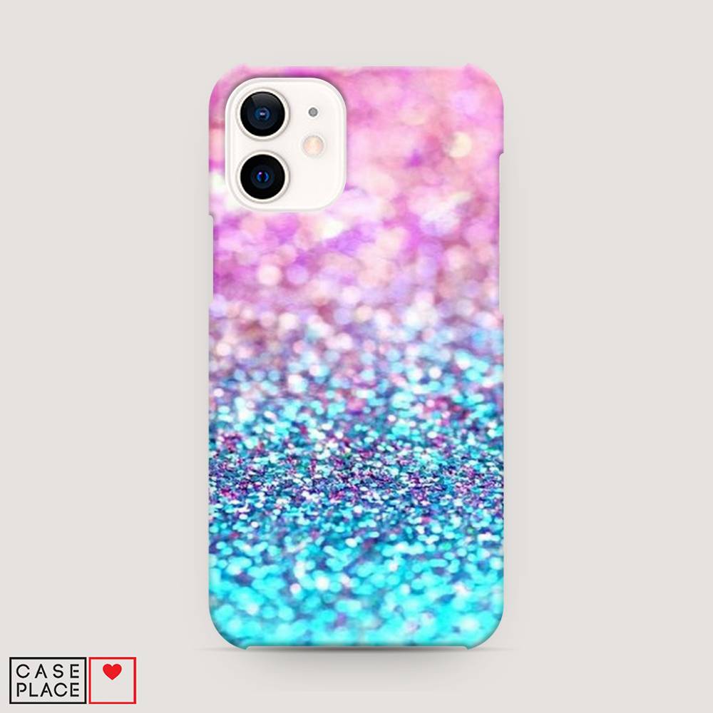 

Пластиковый чехол "Розово-голубые глиттеры рисунок" на Apple iPhone 12 mini, 12620-2