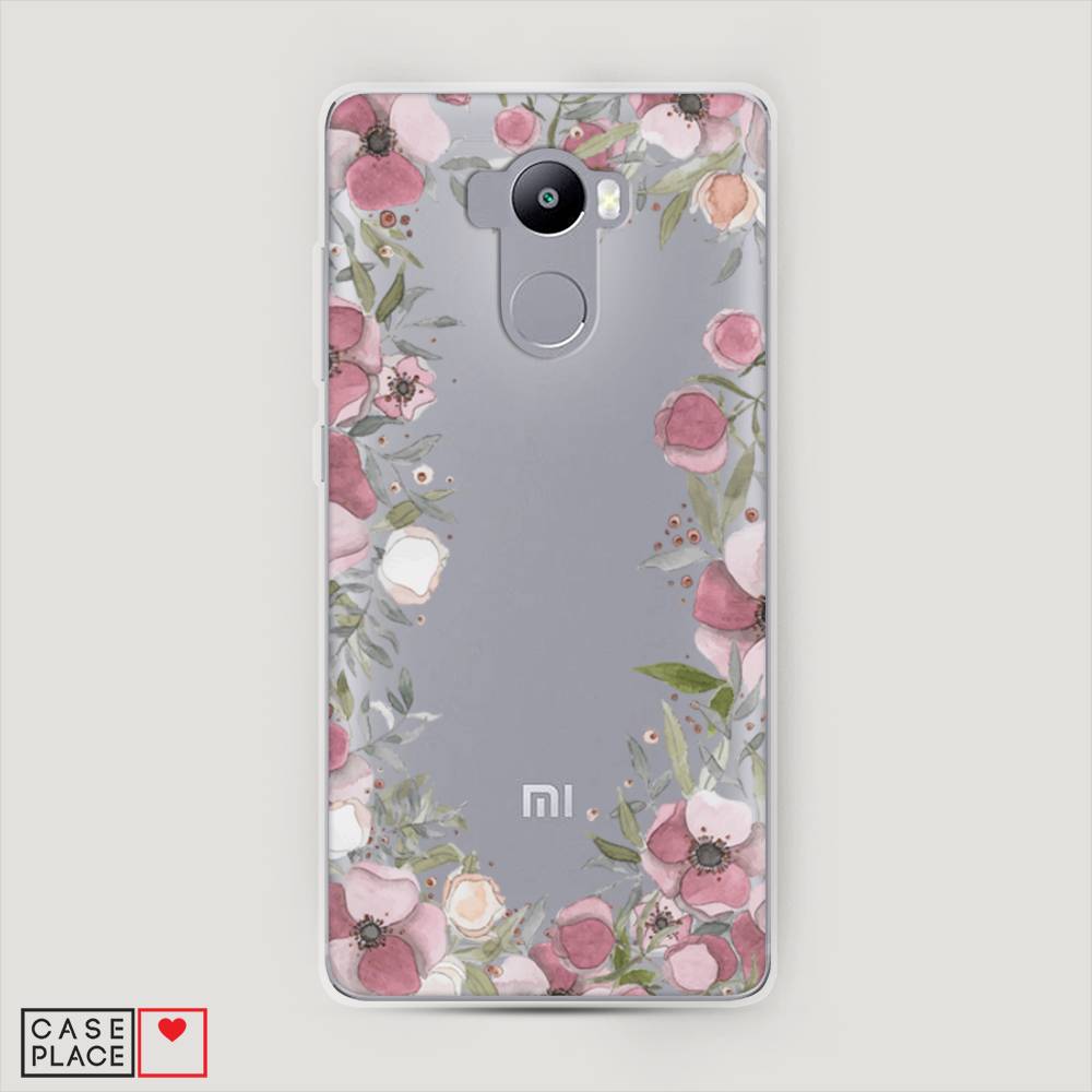 

Пластиковый чехол "Розовая цветочная рамка" на Xiaomi Redmi 4