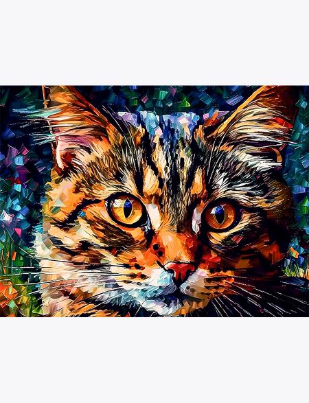 

Алмазная мозаика на подрамнике Разноцветный кот, 50x40 см, 62479, ПРА-211