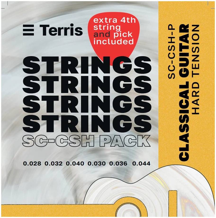 Струны для классической гитары Terris SC-CSH -Pack, с дополнительной 4й струной + медиатор