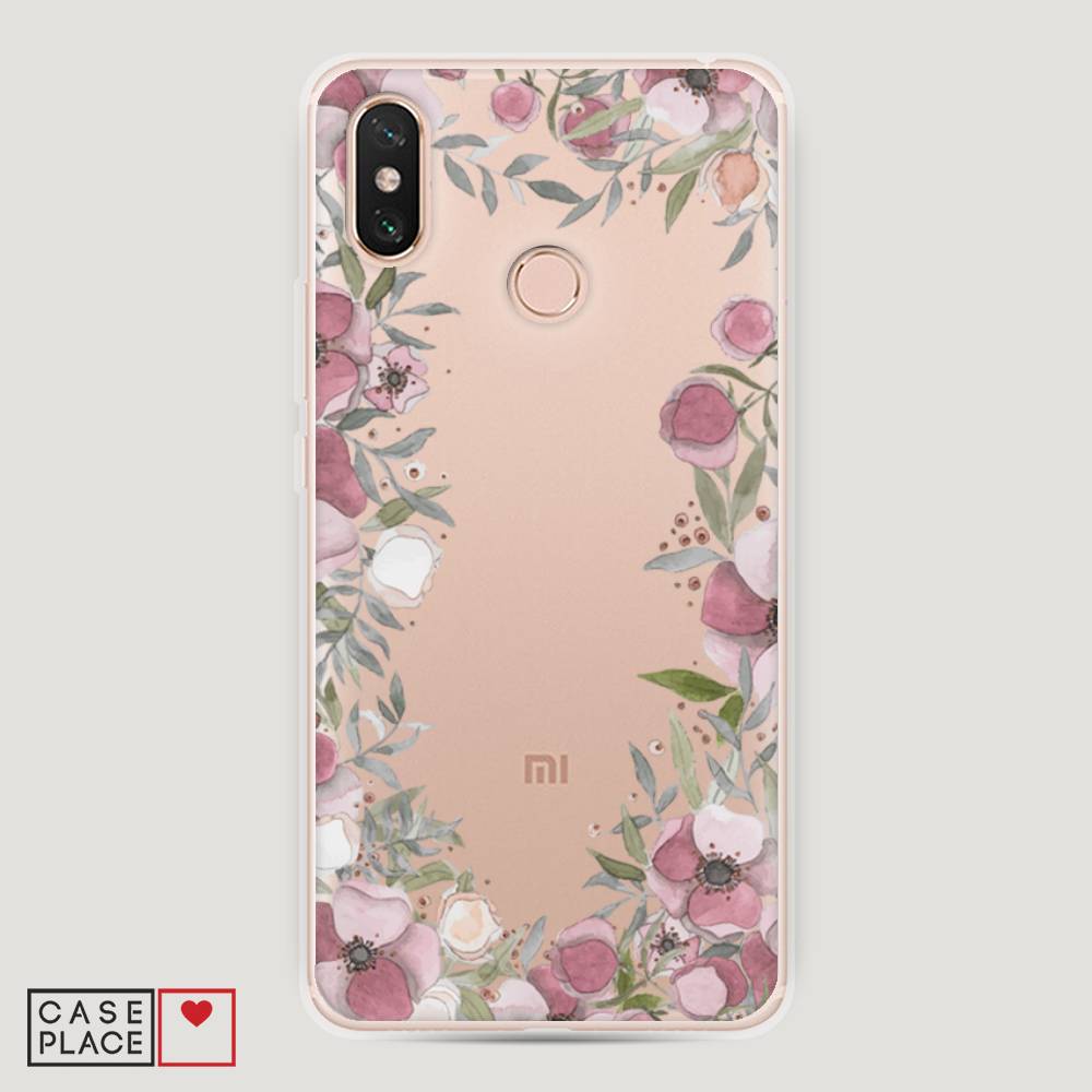 

Пластиковый чехол "Розовая цветочная рамка" на Xiaomi Mi Max 3