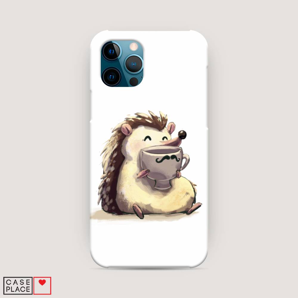 фото Пластиковый чехол "еж кофеман" на apple iphone 12 pro awog