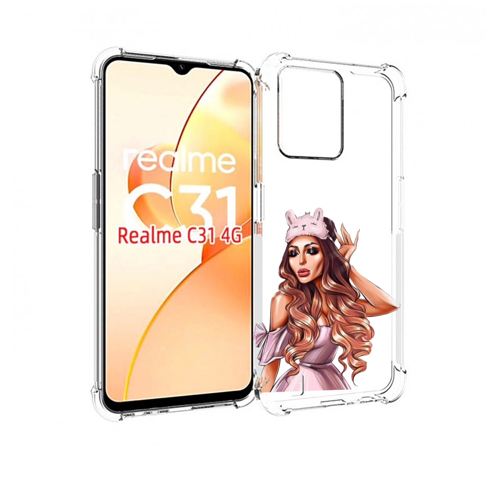 

Чехол MyPads девушка-с-маской-для-сна женский для OPPO Realme C31, Прозрачный, Tocco