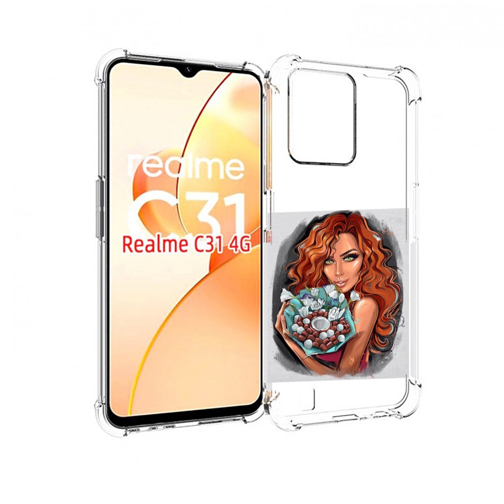 

Чехол MyPads девушка-с-кокосовым-букетом женский для OPPO Realme C31, Прозрачный, Tocco