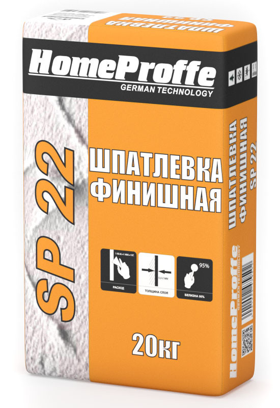

Шпатлевка полимерная Homeproffe SP22 финишная белый 20 кг