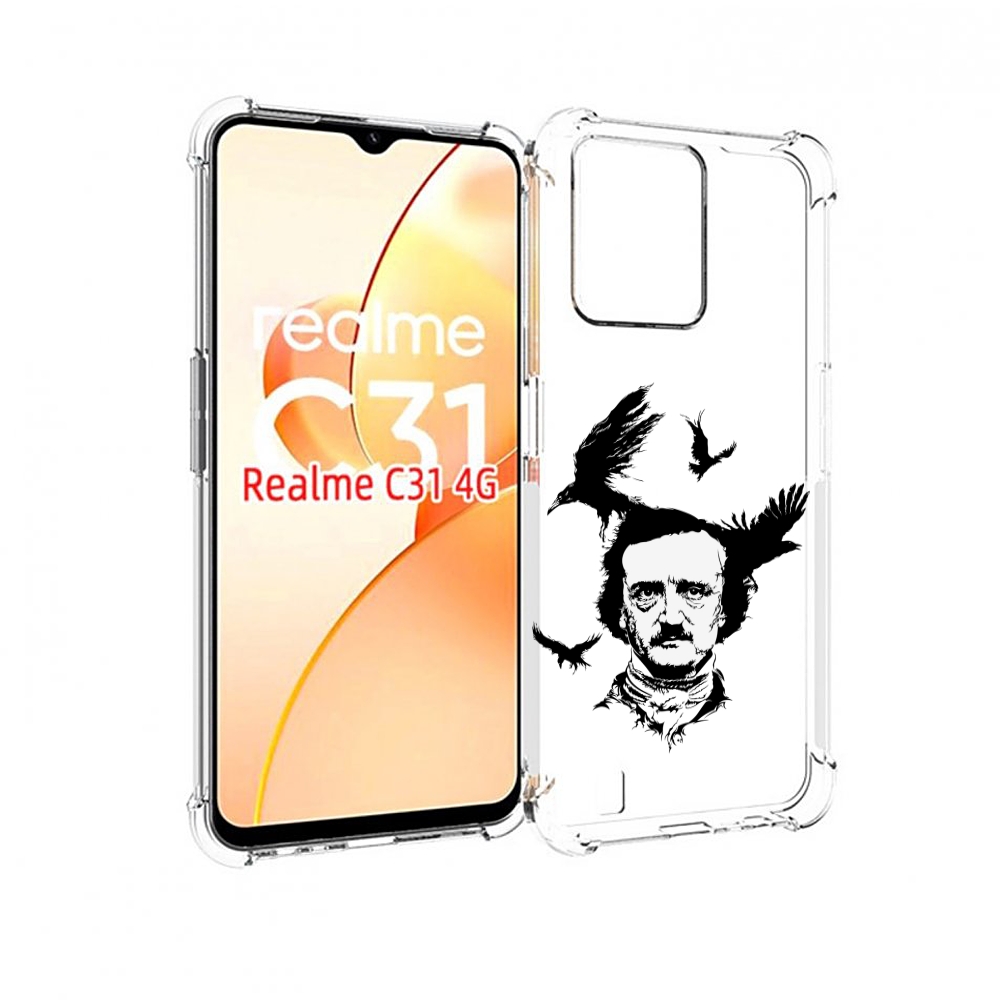 

Чехол MyPads Эдгар Аллан черно белый для OPPO Realme C31, Прозрачный, Tocco