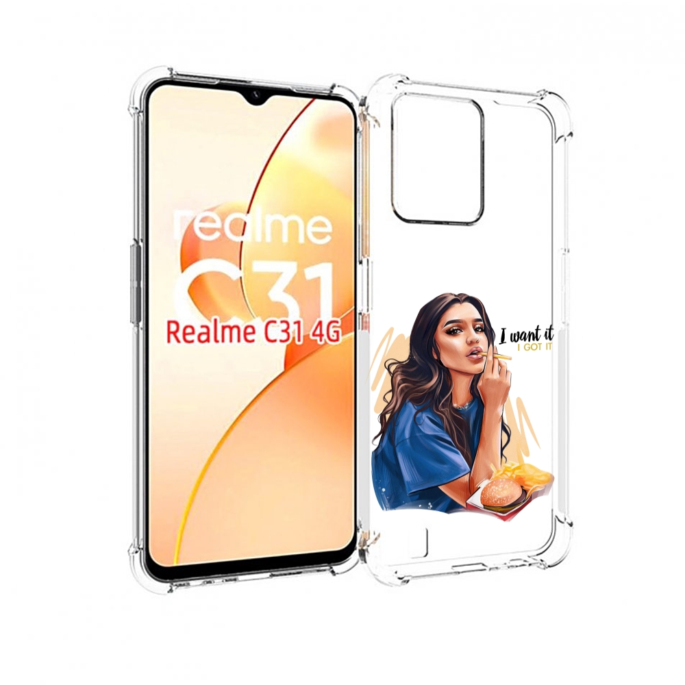 

Чехол MyPads девушка-с-едой-и-сигаретой женский для OPPO Realme C31, Прозрачный, Tocco
