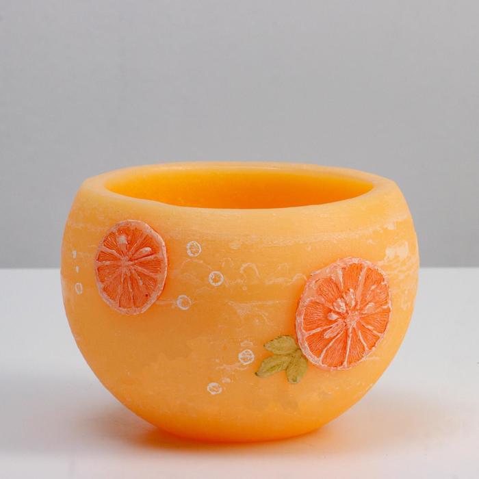 фото Лампион/ подсвечник круглый ароматический апельсин, 14,4 см, оранжевый trend decor candle