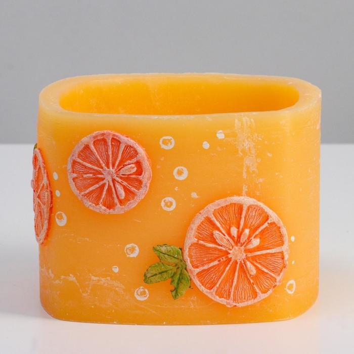 фото Лампион/ подсвечник квадратный ароматический апельсин, 13х13х9,5 см, оранжевый trend decor candle