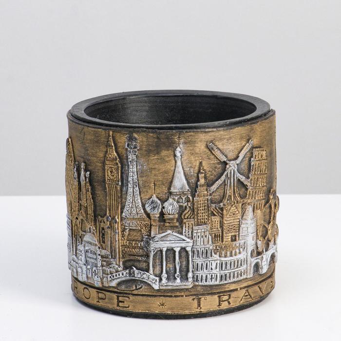 фото Лампион/ подсвечник путешествие по европе, 10х10х9,5 см, черный trend decor candle