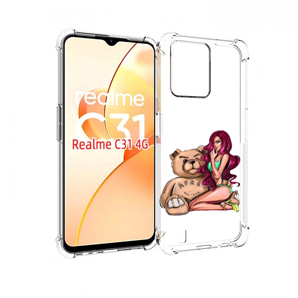 

Чехол MyPads девушка-с-большим-плюшевым-мишкой для OPPO Realme C31, Прозрачный, Tocco