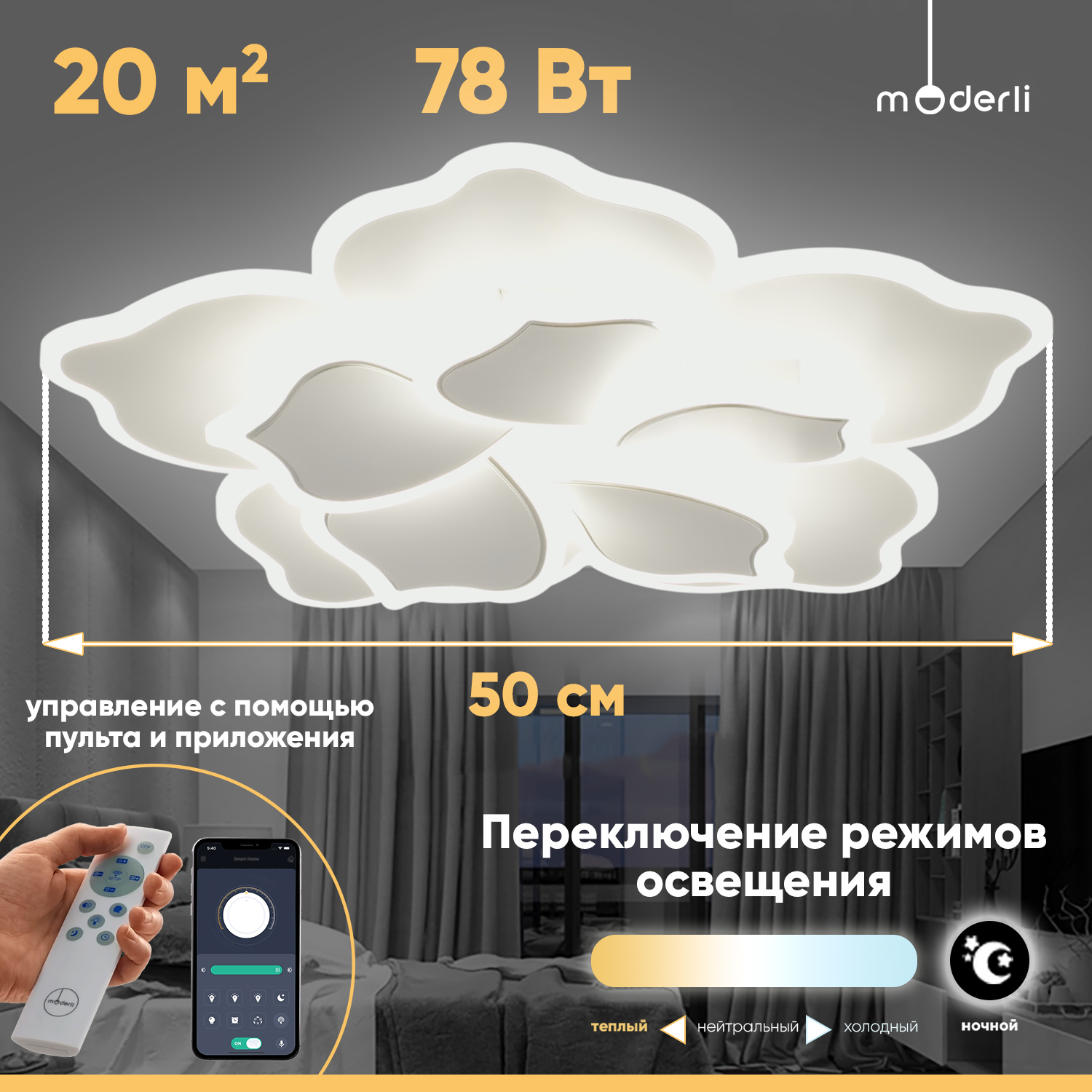 Светильник потолочный светодиодный Moderli V10671-CL Magnete