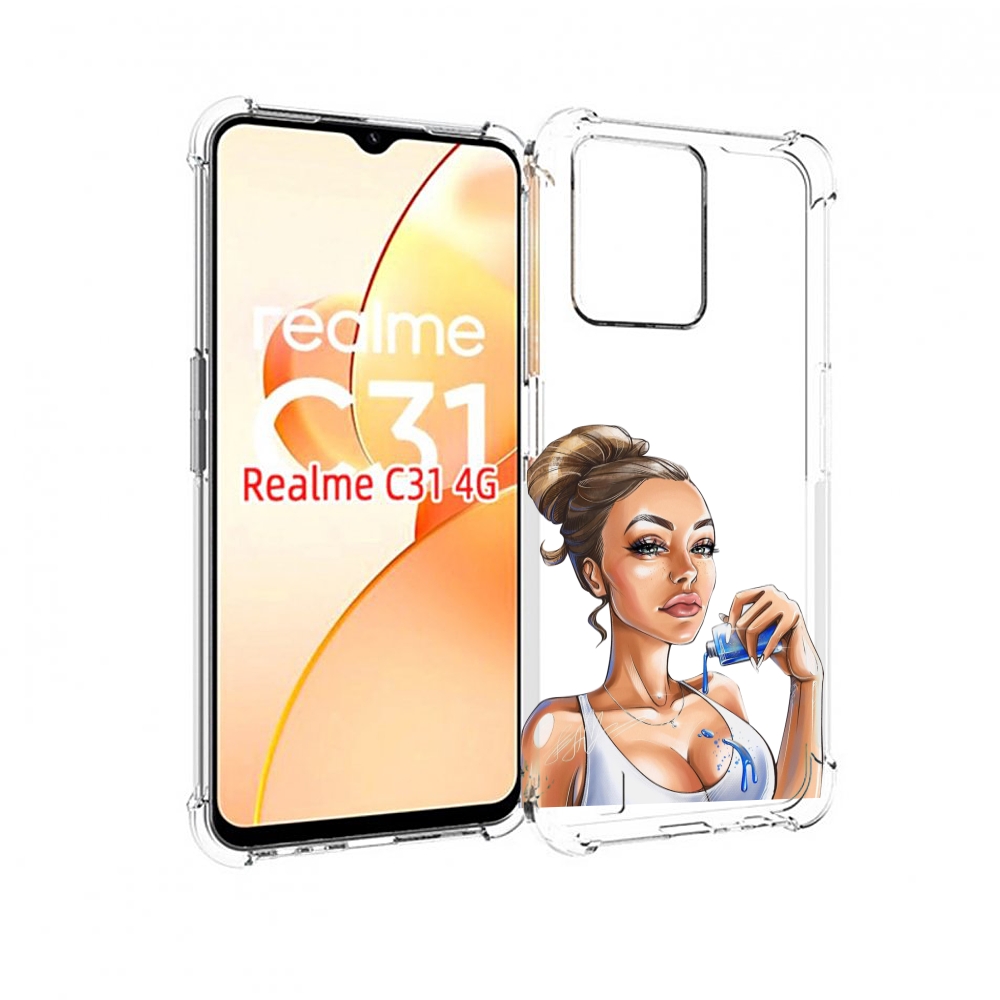 

Чехол MyPads девушка-пролила-краску женский для OPPO Realme C31, Прозрачный, Tocco