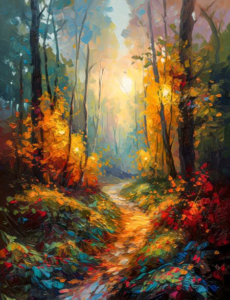 

Алмазная мозаика на подрамнике Осенний лес, 50x40 см, 50 цветов, 62411, ПРА-205