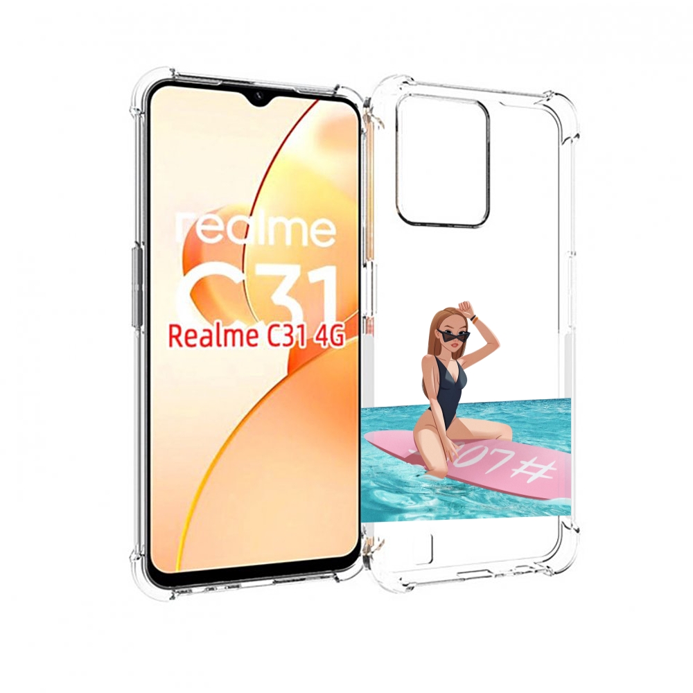 

Чехол MyPads девушка-на-серфе женский для OPPO Realme C31, Прозрачный, Tocco