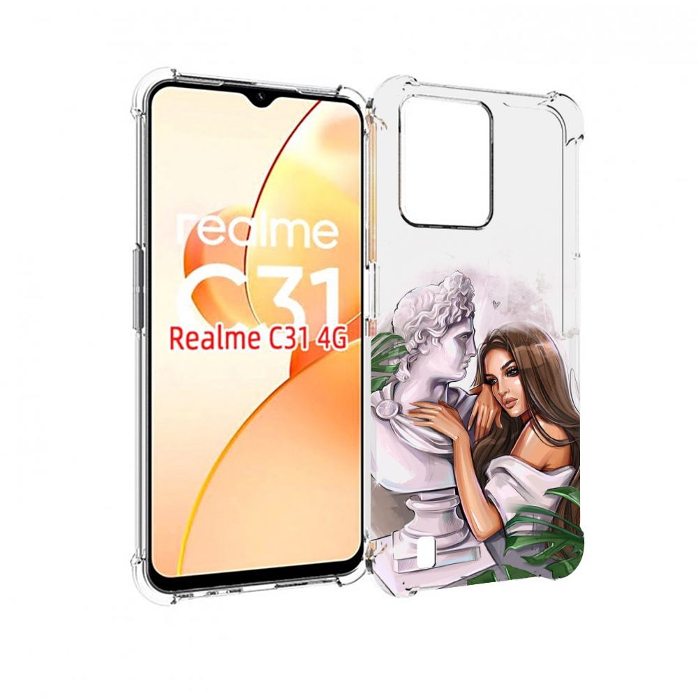 

Чехол MyPads девушка-модель-со-статуей женский для OPPO Realme C31, Прозрачный, Tocco