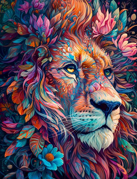 

Алмазная мозаика на подрамнике Мистический лев, 50x40 см, 30 цветов, 62402, ПРА-204
