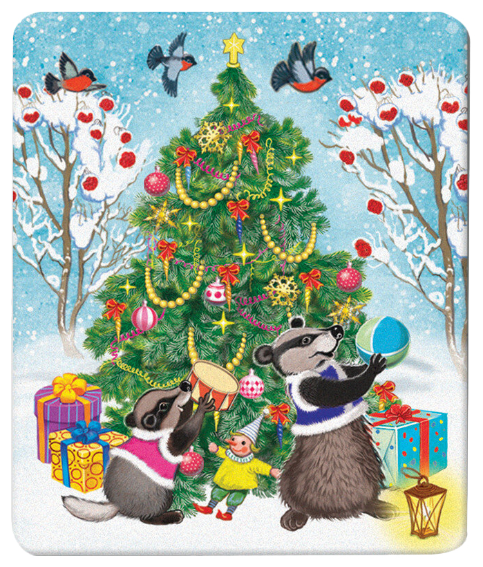 

Магнит "Еноты и елка", 6x5 см