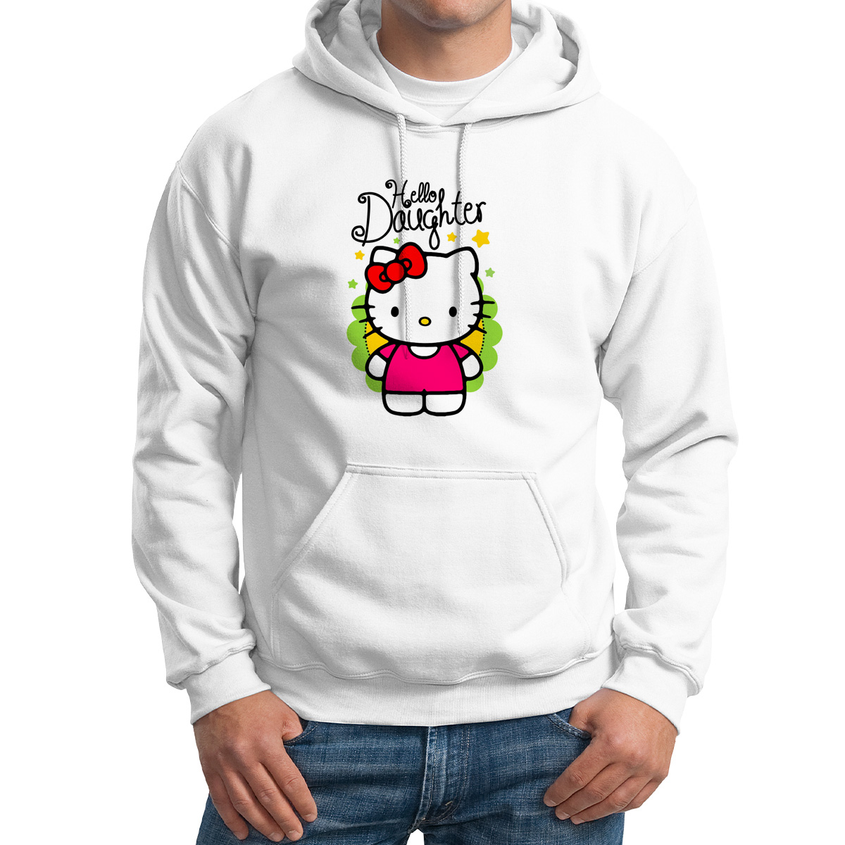 

Худи унисекс CoolPodarok Hello Daughter белое 48 RU, 8M043736