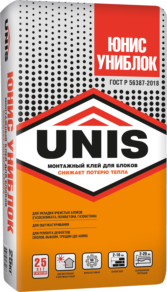 Клей для блоков UNIS Юнис Униблок, 25 кг 4607005181176