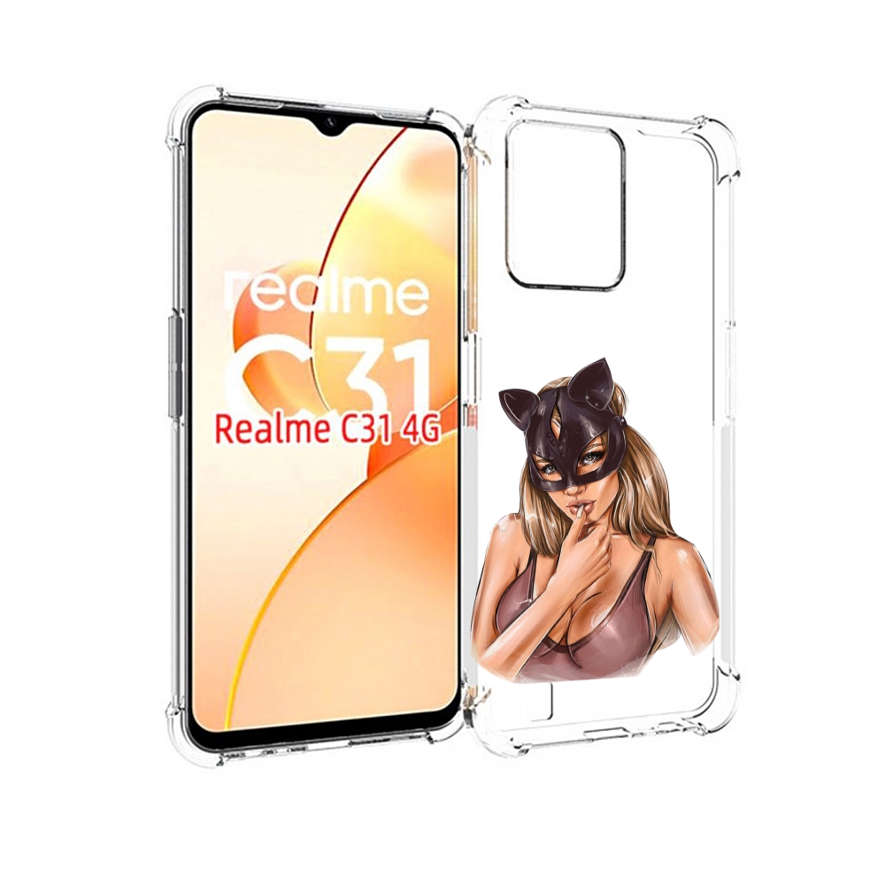 

Чехол MyPads девушка-в-купальнике-с-маской-кошки женский для OPPO Realme C31, Прозрачный, Tocco