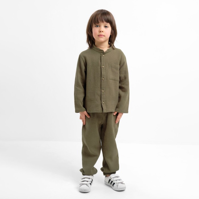 

Костюм (рубашка и брюки) детский KAFTAN "Муслин", р.30 (98-104 см) хаки, Зеленый, Муслин