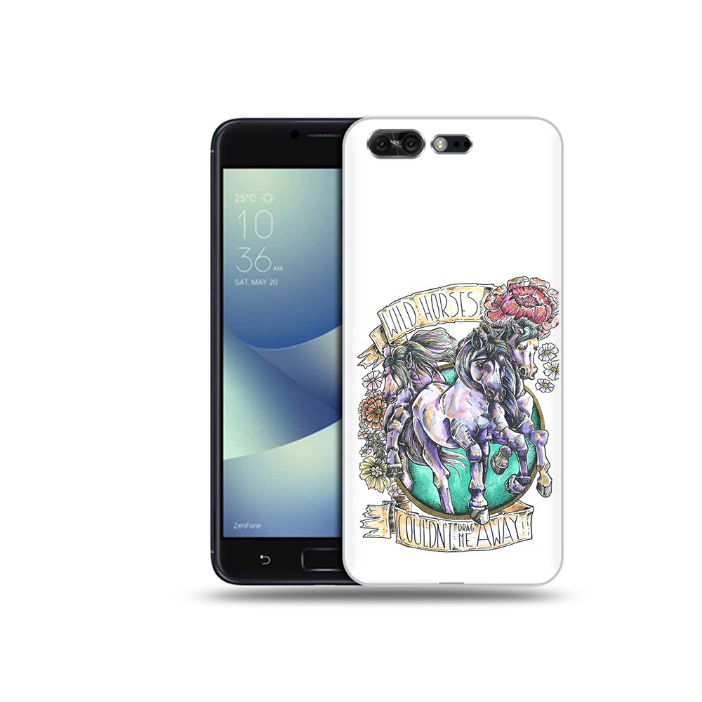 

Чехол MyPads Tocco для Asus ZenFone 4 Pro (ZS551KL) рисунок коней в цветах, Прозрачный, Tocco