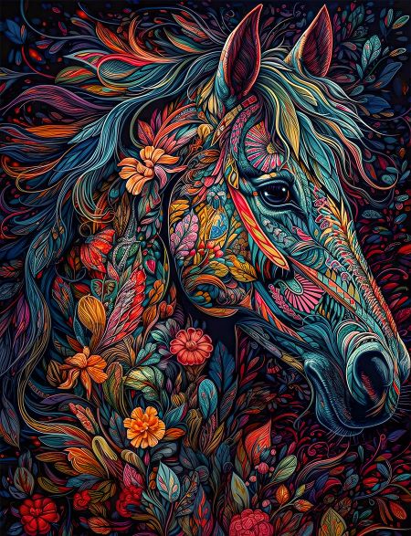 

Алмазная мозаика на подрамнике Конь фэнтези, 70x50 см, 30 цветов, 62385, ПРА-202