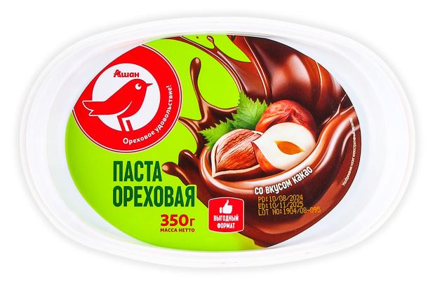 Паста АШАН Красная птица ореховая со вкусом какао 350 г