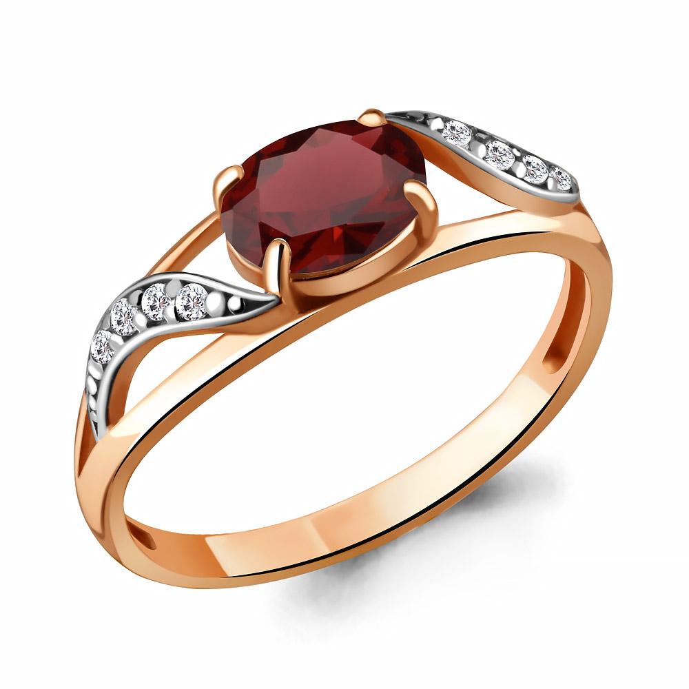 

Кольцо из серебра с гранатом р. 16,5 Aquamarine 6933203А_925_з, 6933203А_925_з