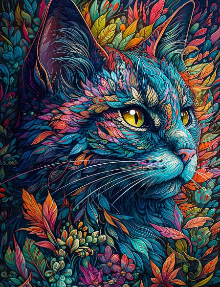 

Алмазная мозаика на подрамнике Мистический кот, 70x50 см, 30 цветов, 62358, ПРА-199