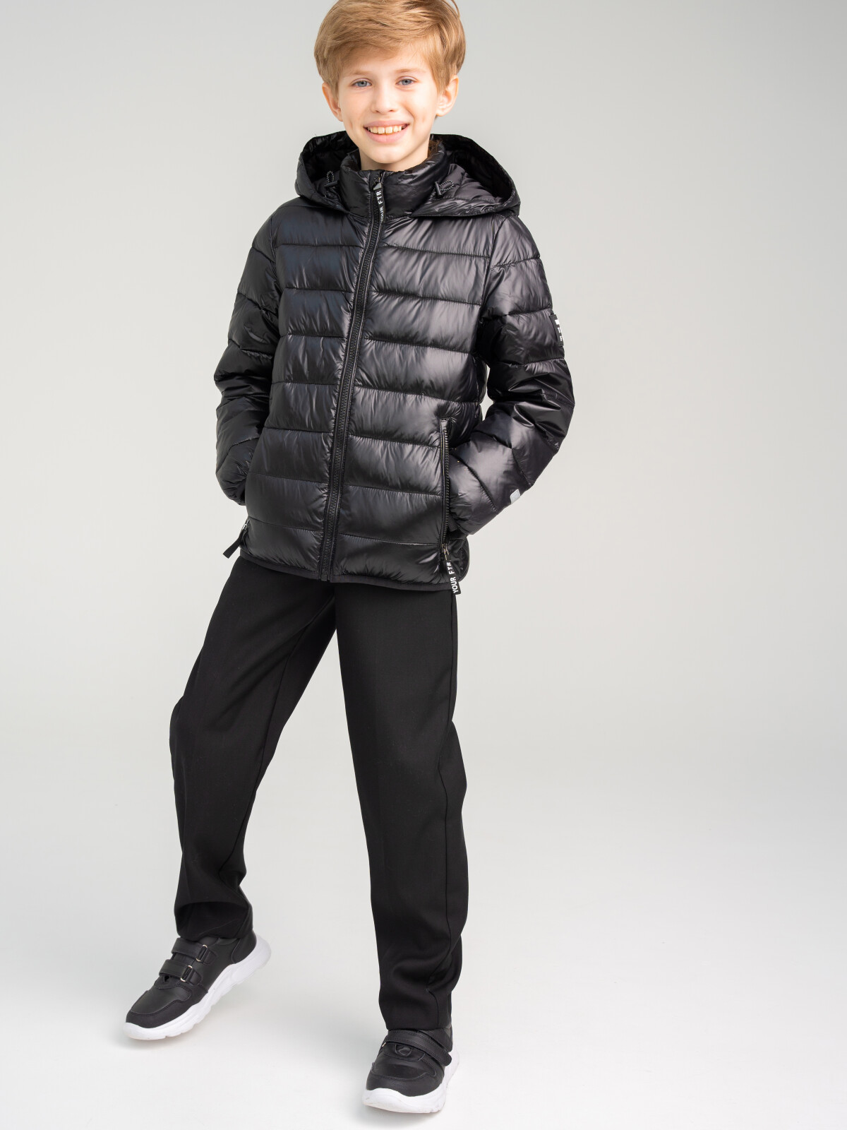 Куртка текстильная с полиуретановым покрытием для мальчиков PlayToday, черный, 164