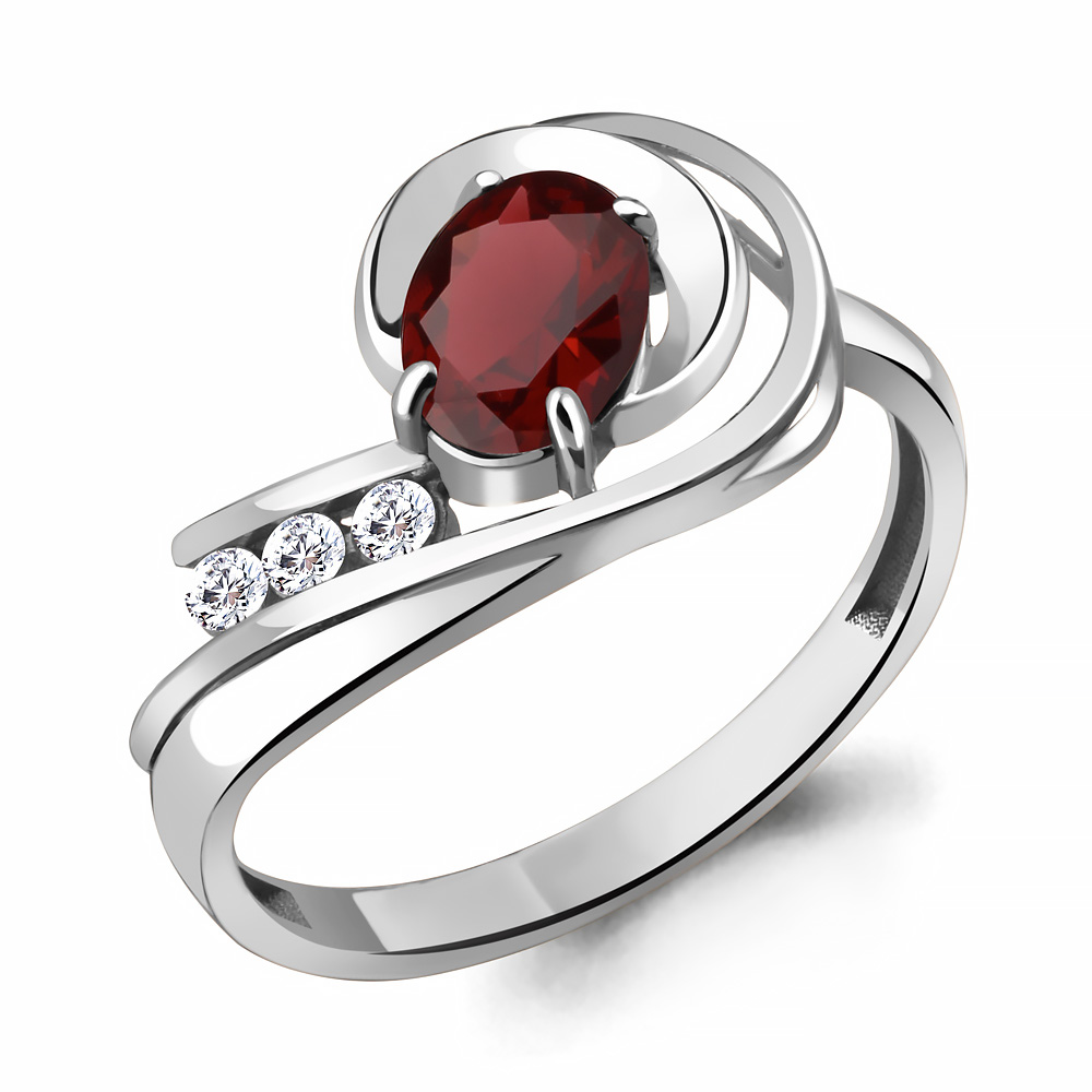 

Кольцо из серебра с гранатом р. 17 Aquamarine 6933003А_925_р, 6933003А_925_р