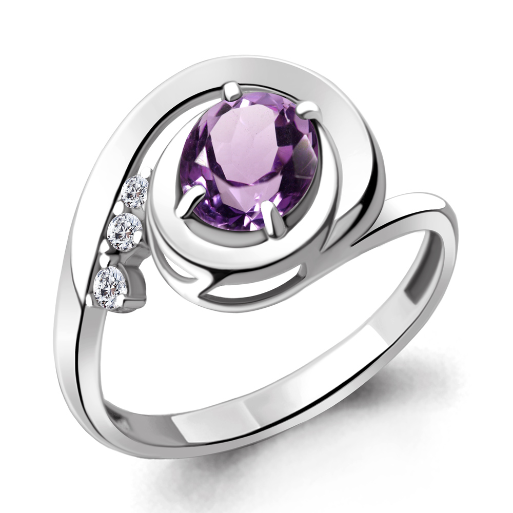 

Кольцо из серебра с аметистом р. 17 Aquamarine 6932904А_925_р, 6932904А_925_р