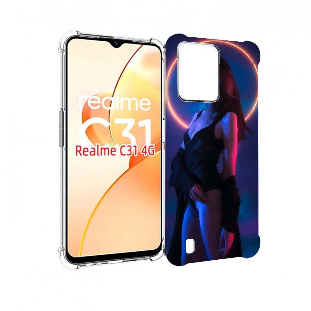 

Чехол MyPads девушка с неоновым кругом женский для OPPO Realme C31, Прозрачный, Tocco