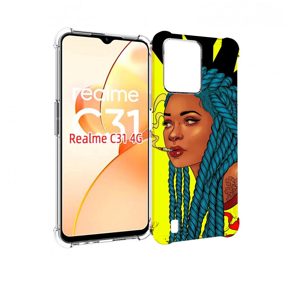 

Чехол MyPads девушка с запутанными волосами синий женский для OPPO Realme C31, Прозрачный, Tocco