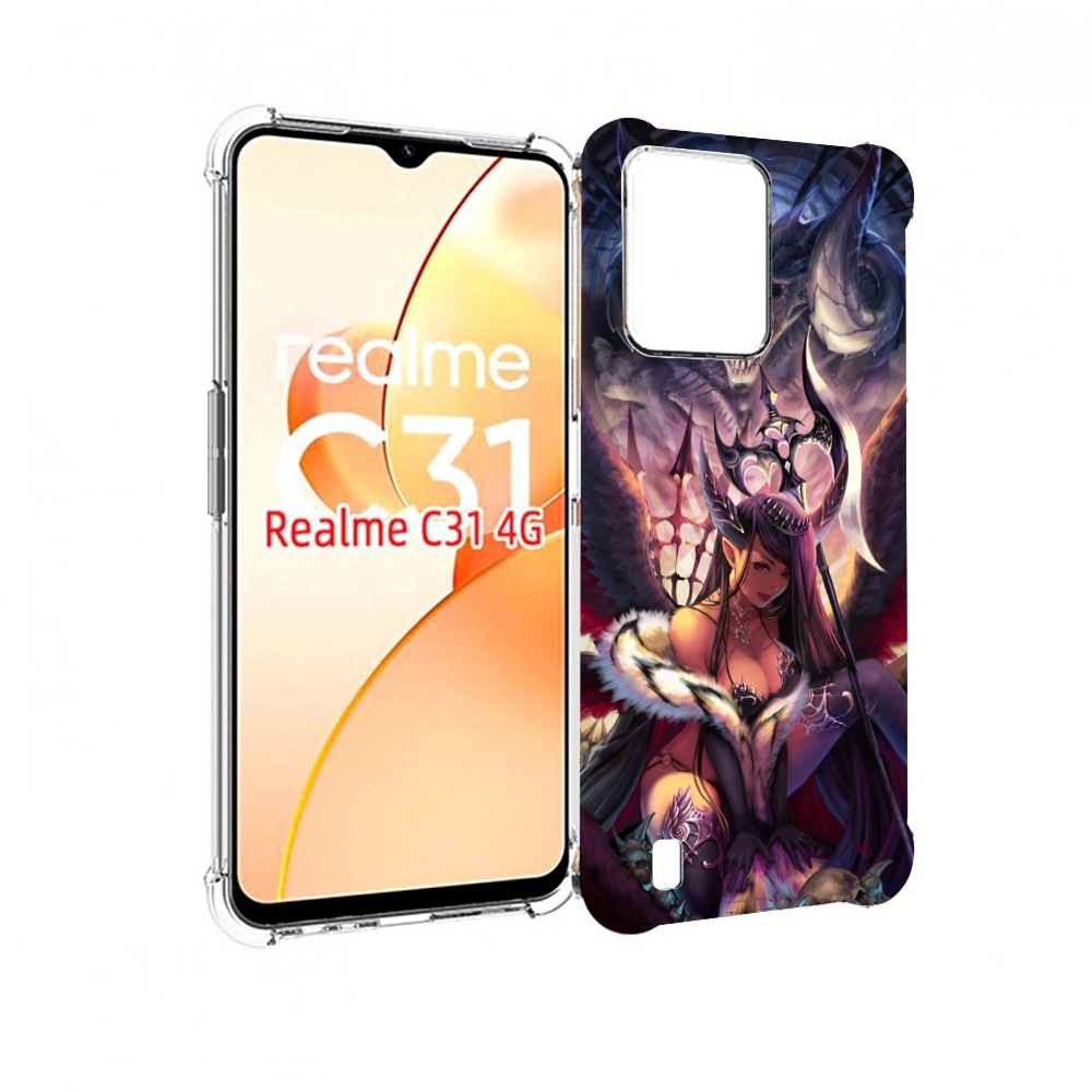 

Чехол MyPads девушка с демоном на фоне женский для OPPO Realme C31, Прозрачный, Tocco