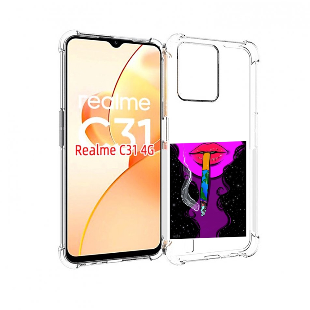 

Чехол MyPads девушка курит землю женский для OPPO Realme C31, Прозрачный, Tocco