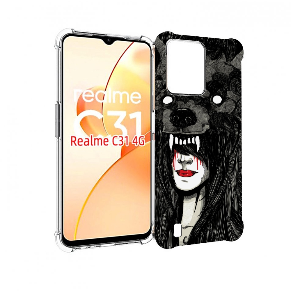 

Чехол MyPads девушка в шкуре волка женский для OPPO Realme C31, Прозрачный, Tocco