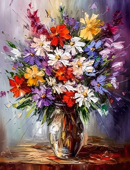

Алмазная мозаика без подрамника Яркий букет, 90x70 см, 62316, РА-195