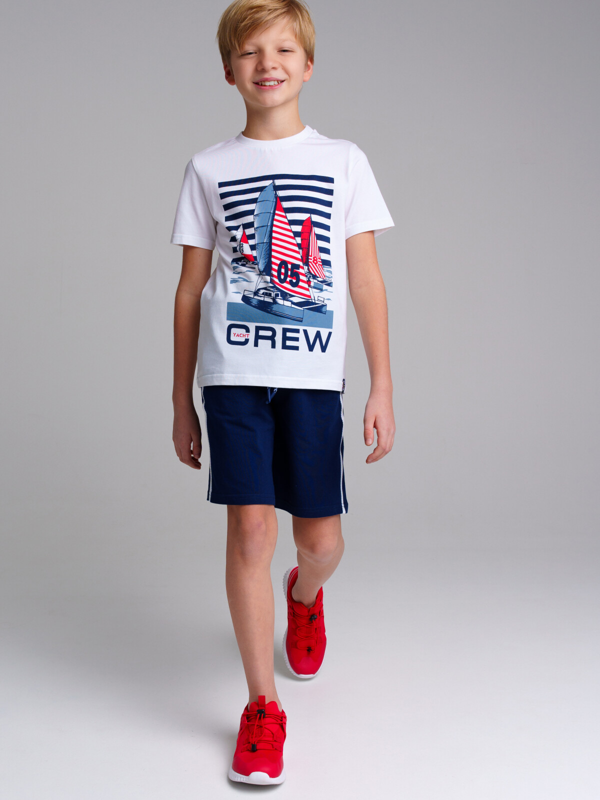 

Комплект трикотажный: футболка, шорты PlayToday 12411024, 158, тёмно-синий, белый, 12411024