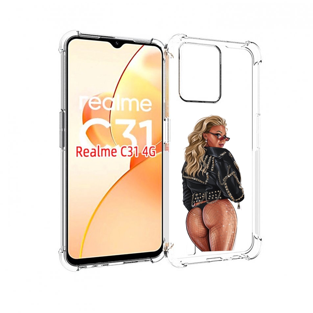 Чехол MyPads девушка в чулках полуголая женский для OPPO Realme C31